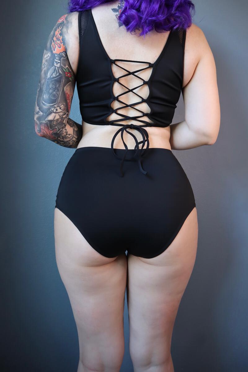 Black Widow High Waisted Bikini Bottoms