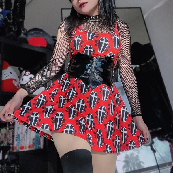 Coffin Roses Skater Dress